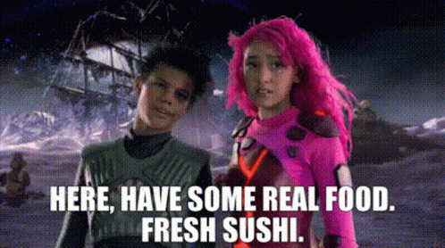Sharkboy And Lavagirl Here Have Some Real Food GIF - Sharkboy And Lavagirl Here Have Some Real Food Fresh Sushi GIFs