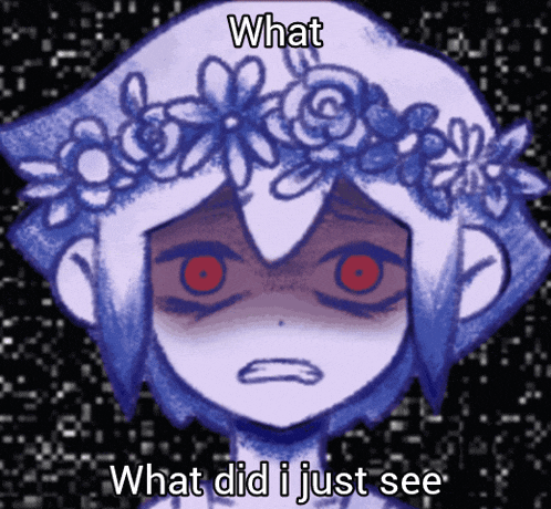 a drawing of a girl with a flower crown on her head with the words what did i just see