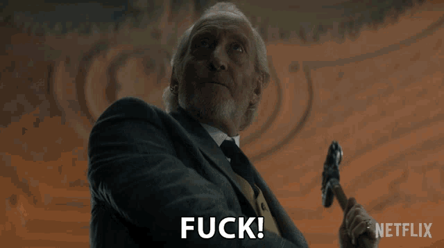 a man in a suit and tie says fuck in a netflix ad