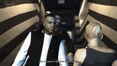 a video game scene with a man saying yes i 'm going to see some vagine tonight