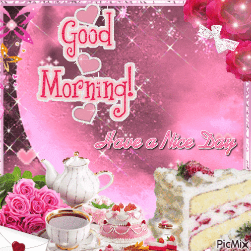 a pink greeting card that says good morning