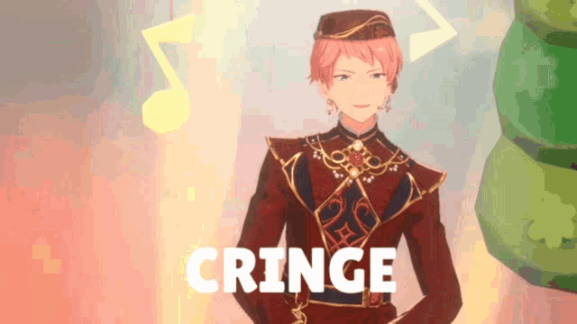 a cartoon character with the word cringe written on the bottom