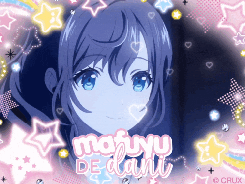 a picture of a girl with the name mafuyu de dani written on it