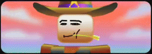 a cartoon character is wearing a cowboy hat