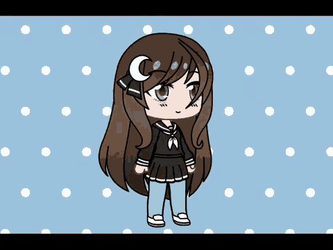 a girl with long brown hair and a crescent moon on her head