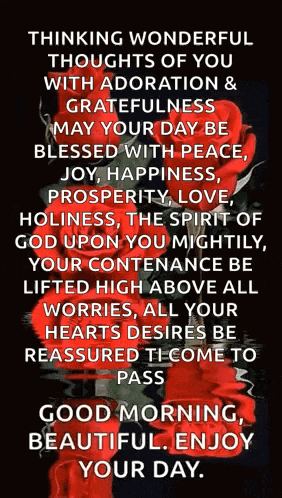 a good morning message with a picture of roses