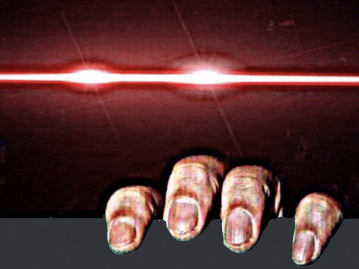 a close up of a person 's fingers with a red light behind it
