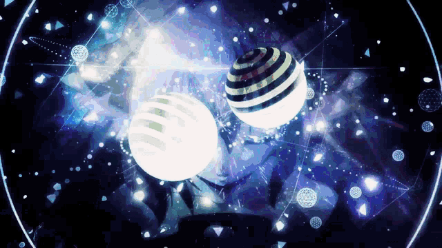 a computer generated image of a person surrounded by glowing balls