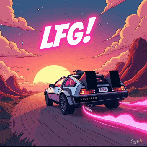 a cartoon drawing of a car with the words lfg written above it