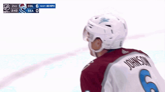 a hockey player with the number 6 on his back