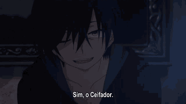a cartoon character is smiling with the words sim o ceifador behind him