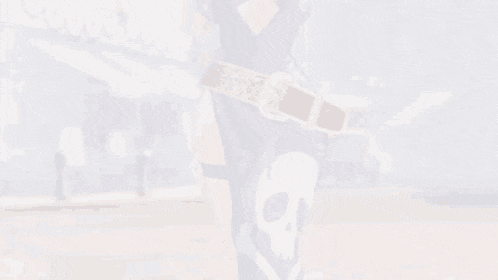 a cartoon girl in a purple dress is dancing in front of a building .