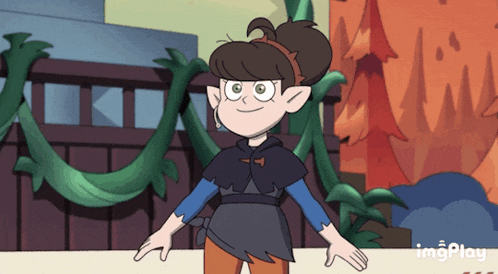 a cartoon of a girl with her arms outstretched with the words imgplay below
