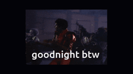 a video of a man in a red jacket with the words goodnight btw below him