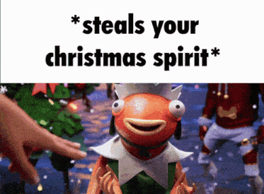 a picture of a fish with the words " steals your christmas spirit "
