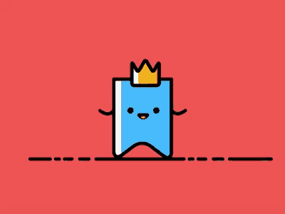 a blue bookmark with a crown on top of it 's head