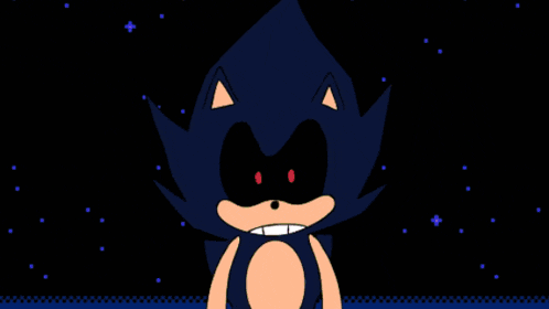 a cartoon of a yellow sonic with a red eye