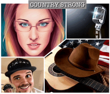 a poster for country strong features a woman a man a guitar and a cowboy hat