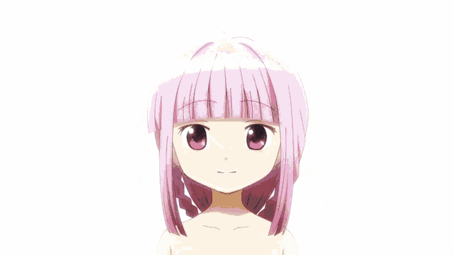 a naked anime girl with pigtails and a bow in her hair