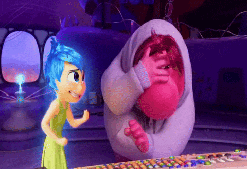 a cartoon character with blue hair is standing next to a cartoon character with red hair