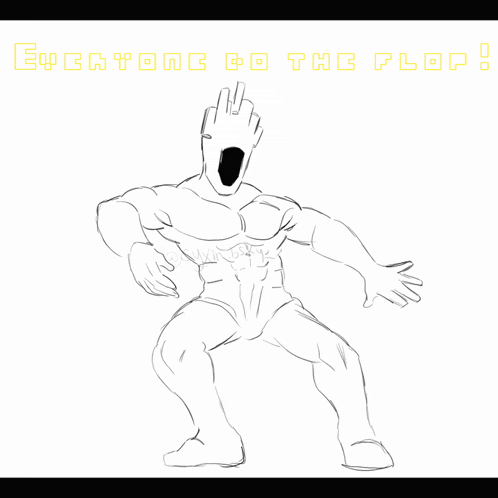 a drawing of a man giving the middle finger with the words everyone go to the floor