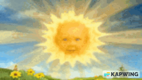 a cartoon sun with a baby 's face on it 's face