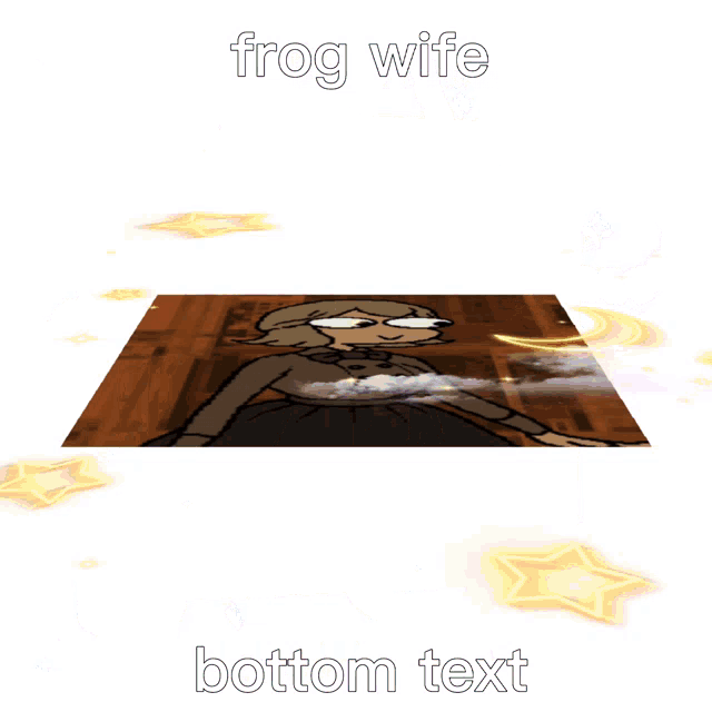 a picture of a woman with the caption frog wife