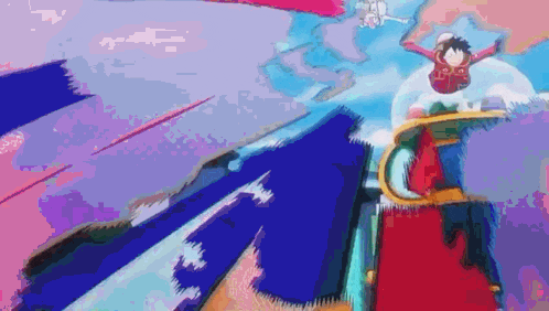 a cartoon character is flying through the air on a roller coaster