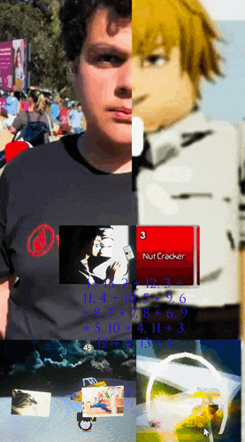 a man wearing a nutcracker shirt stands in front of a screen