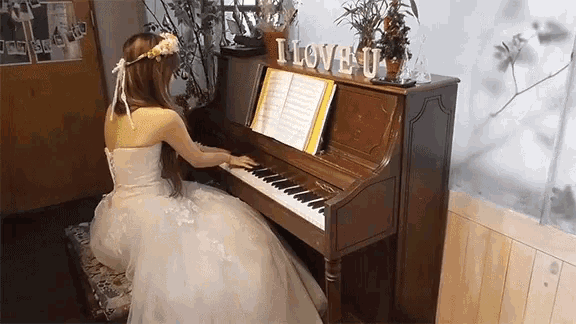 Piano Wedding Dress GIF - Piano Wedding Dress Togimochi GIFs
