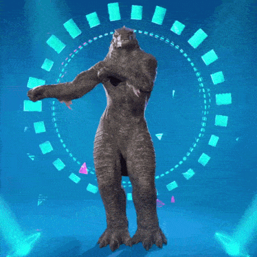 a 3d rendering of a monster standing in front of a blue background