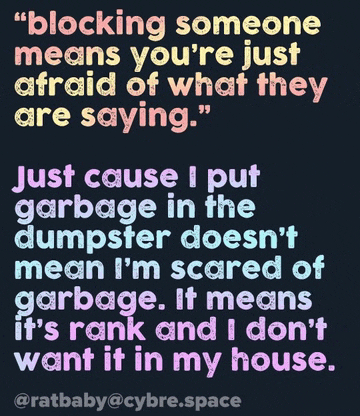 a quote that says " blocking someone means you 're just afraid of what they are saying