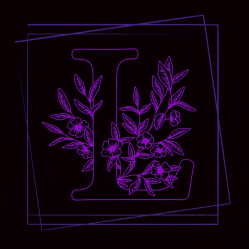 a woman wearing a fur hat is surrounded by purple flowers on a black background