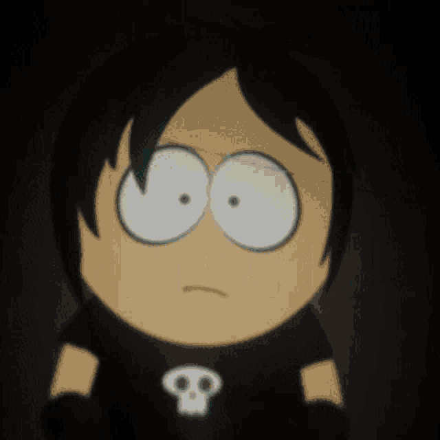 a cartoon character with a skull on his shirt and the word iry on the top