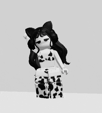 a black and white cartoon character with a cat ear