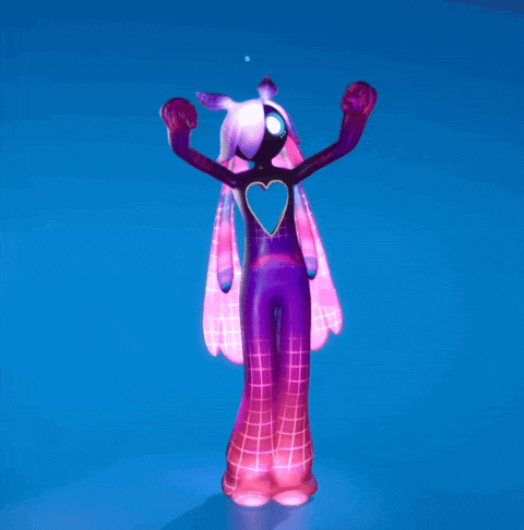 a cartoon character with a heart on the back of her chest
