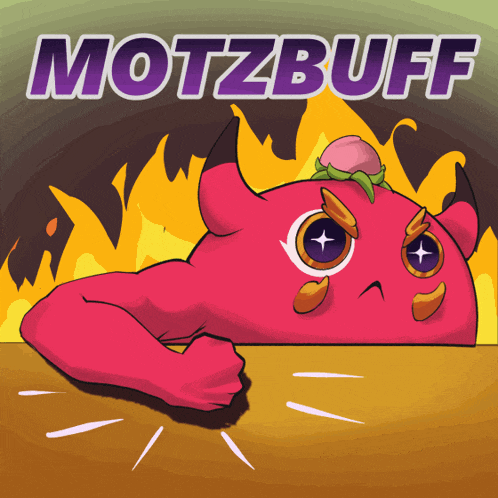 a cartoon illustration of a devil with the words motzbuff written above it