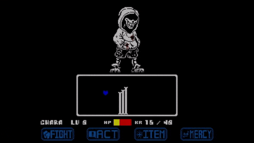 a screenshot of a video game with the words fight act item and mercy on the bottom