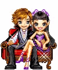 a man and a woman are sitting on a couch .