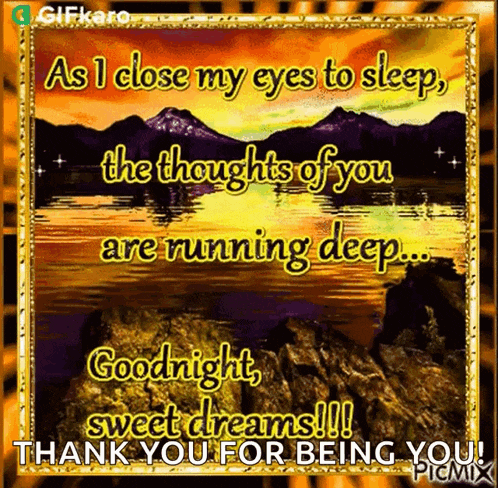 as i close my eyes to sleep , the thoughts of you are running deep goodnight sweet dreams !!! thank you for being you !