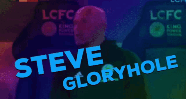 a steve gloryhole advertisement with a man in the background