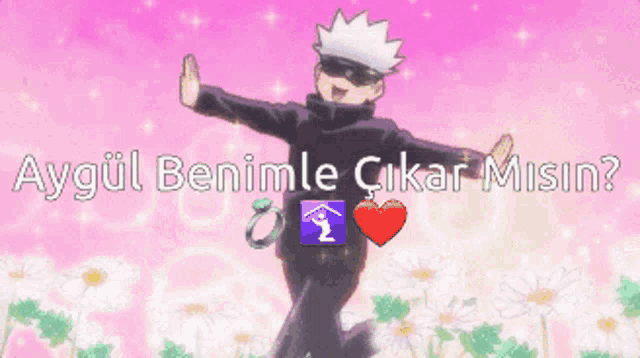 a cartoon character with a heart and the words aygul benimle cikar misin on the bottom