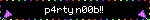 a black background with the words party noob in white letters
