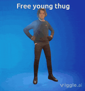 a picture of a man dancing with the words free young thug on the bottom