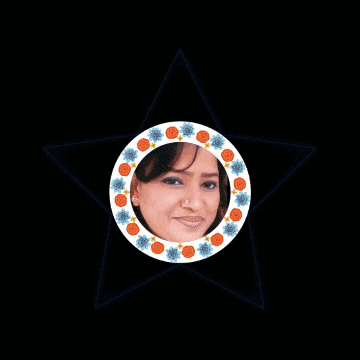 a glowing star with a picture of a woman in it