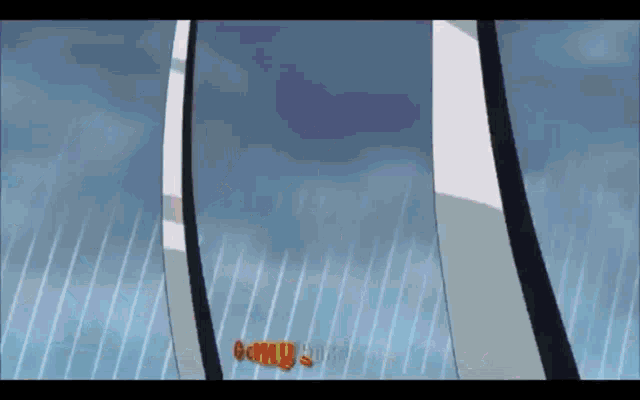 a cartoon of a person flying through the air with the word going on the bottom .