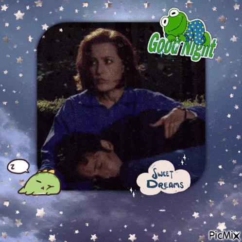 a picture of a woman putting a man to sleep with the words good night sweet dreams