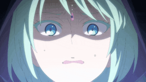 a close up of a girl with blue eyes