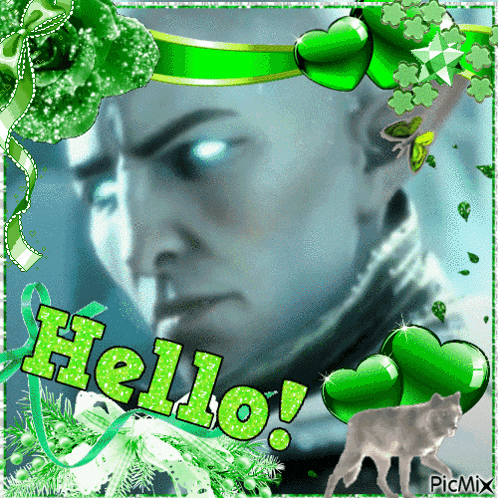 a picture of a man with blue eyes and the words hello