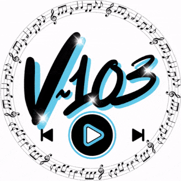 a logo for the people 's station v103 with music notes around it